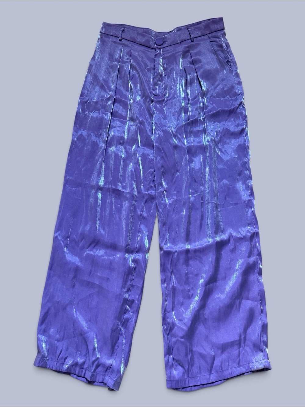 Cider Purple Metallic Stitch Wide Leg Trousers Size XL